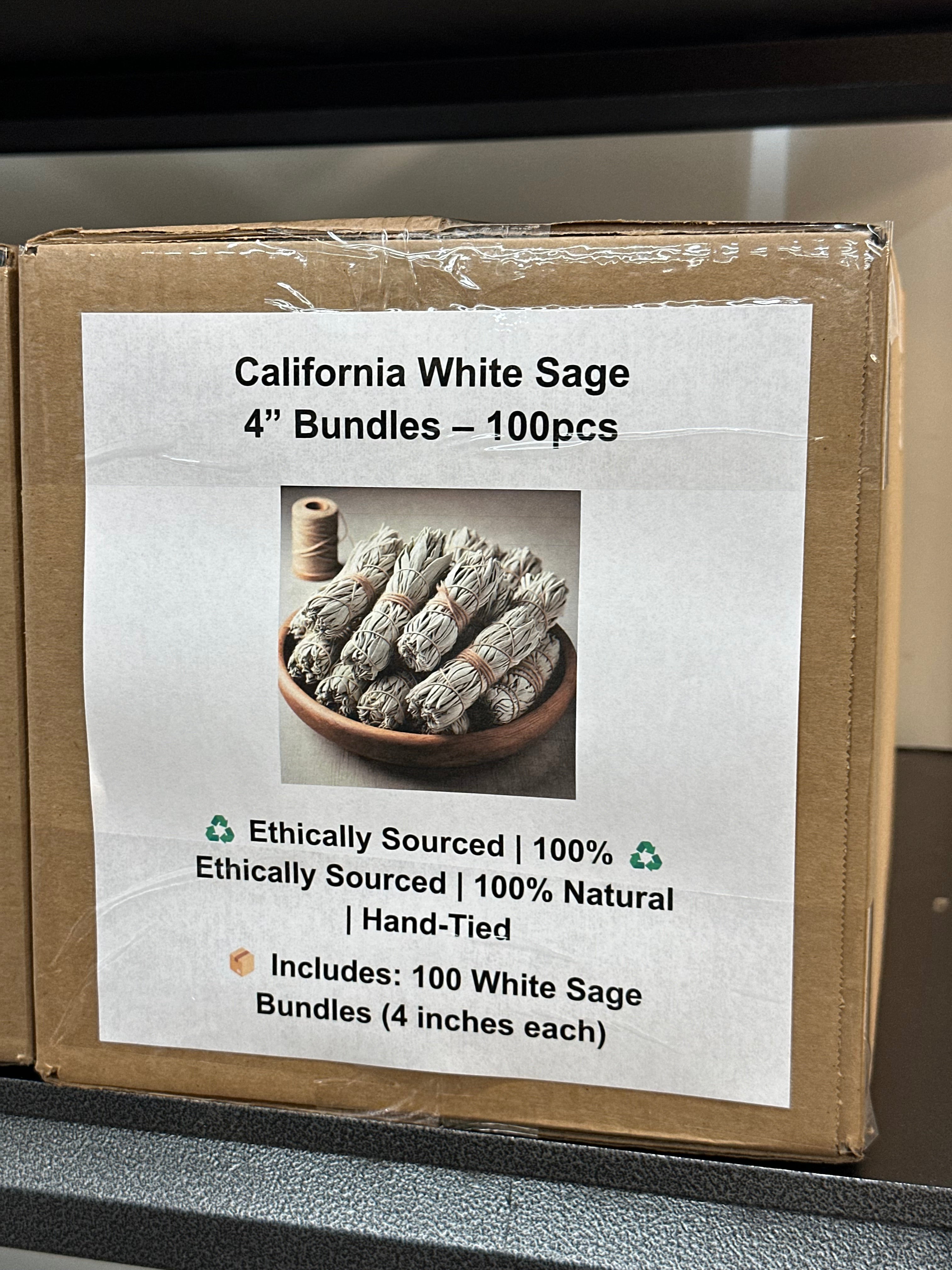 Wholesale White Sage Bundles - 100 Piece Box - Fresh California White Sage for Smudging