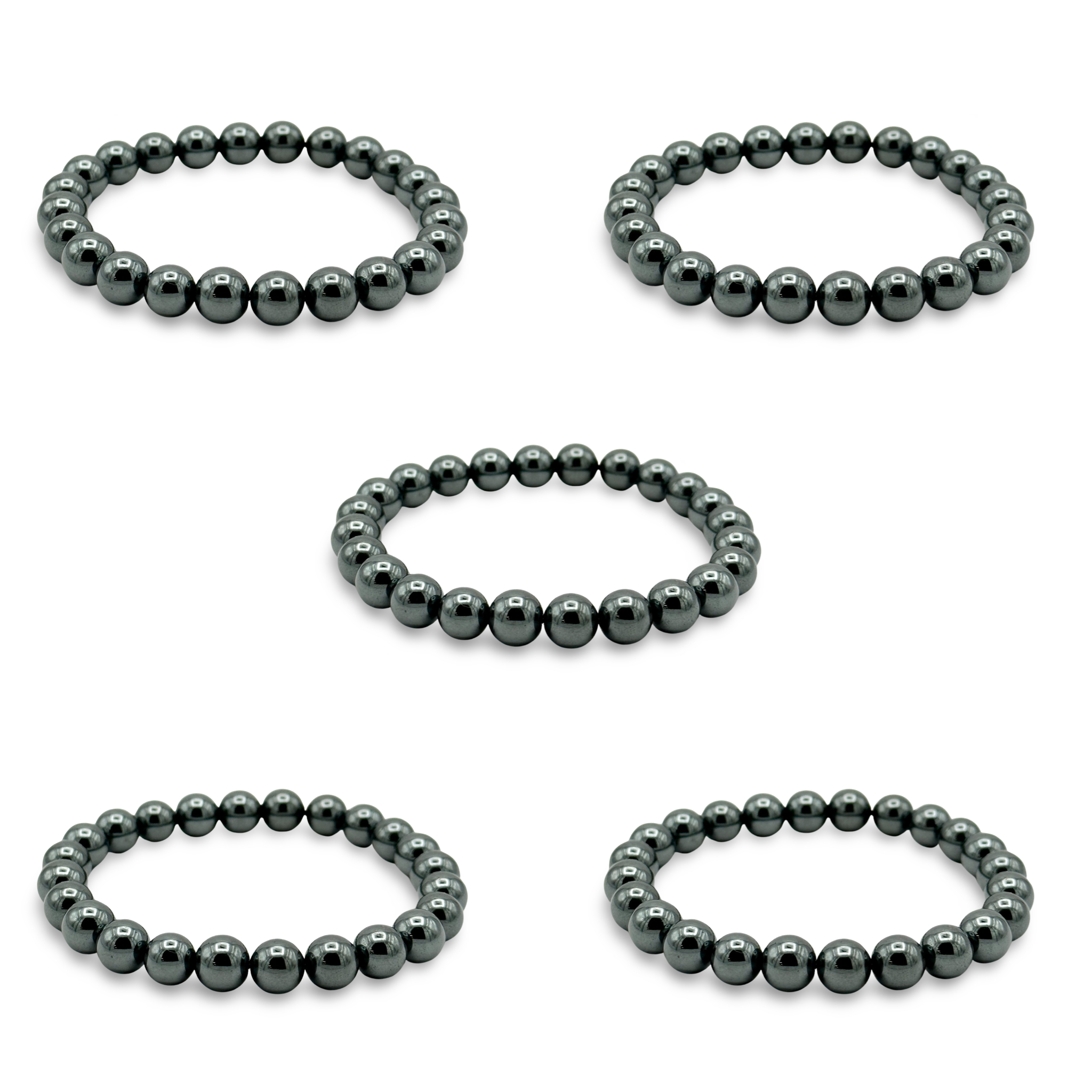 Wholesale Hematite Bracelets, 8mm Hematite Beaded Bracelet, Stretch Nylon