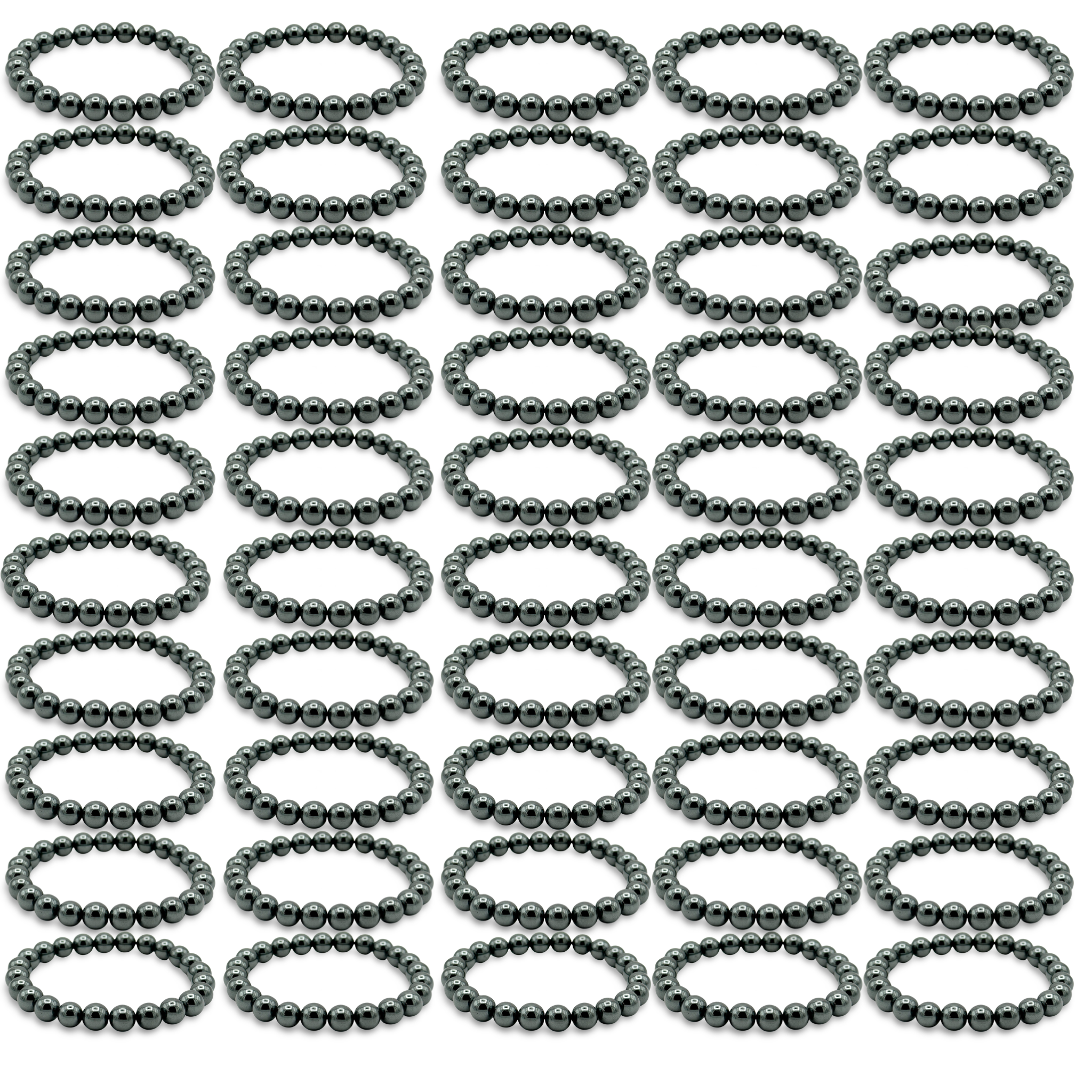 Wholesale Hematite Bracelets, 8mm Hematite Beaded Bracelet, Stretch Nylon