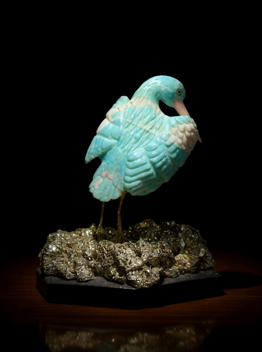 Amazonite Bird on Pyrite Base