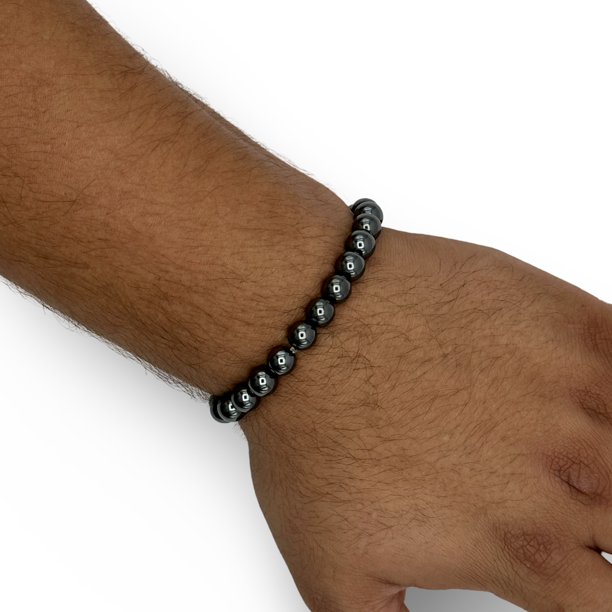 Wholesale Lot 6 Natural Hematite 10mm 7.5 Inch Crystal Healing Stretch Bracelets