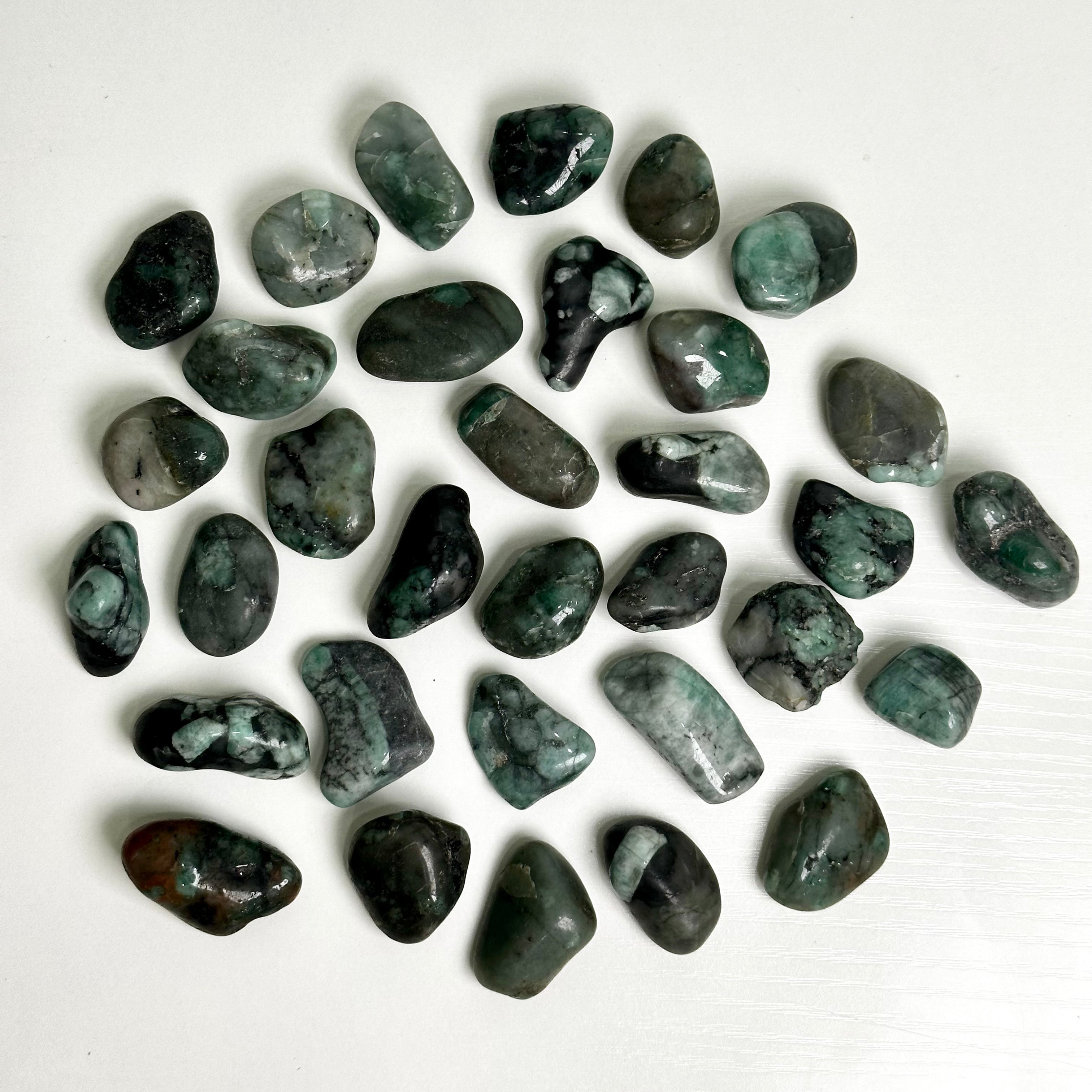 Emerald Tumbled Stones from Bahia, Brazil - Extra Quality | Wholesale Tumbled Stones